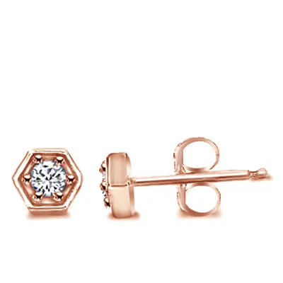 Rose Gold Delicate Lab Grown Diamond Stud Earrings