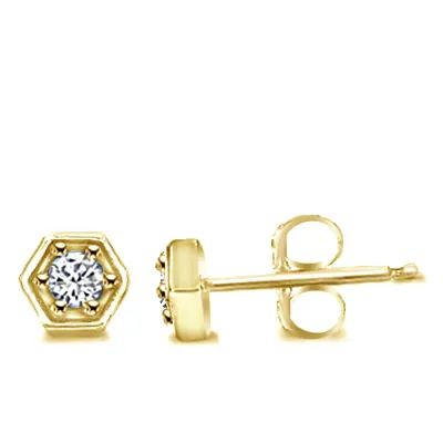Yellow Gold Delicate Lab Grown Diamond Stud Earrings