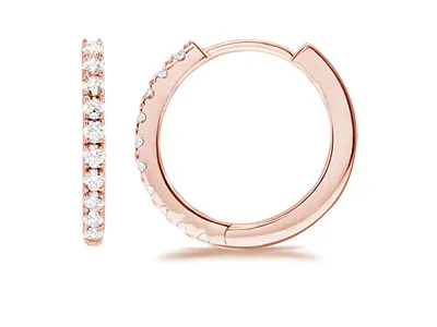 Rose Gold French Pave Huggie Hoop Earrings