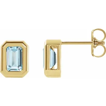 Yellow Gold Sky Blue Bezel Earrings