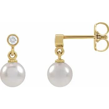 Yellow Gold Pearl Diamond Earrings