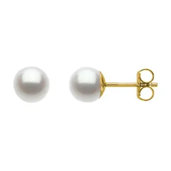 Yellow Gold Pearl Earrings For Women