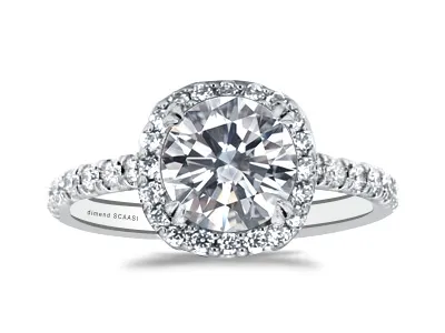 White GoldHalo Cushion Cut Engagement Ring