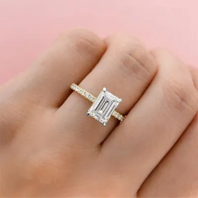 Yellow Gold Two-Tone French Pave Beautiful Engagement Ring jewelry windy city