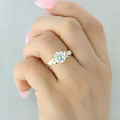 White Gold Romantic and Unique Side Diamond Cluster Engagement Ring jewelry windy city