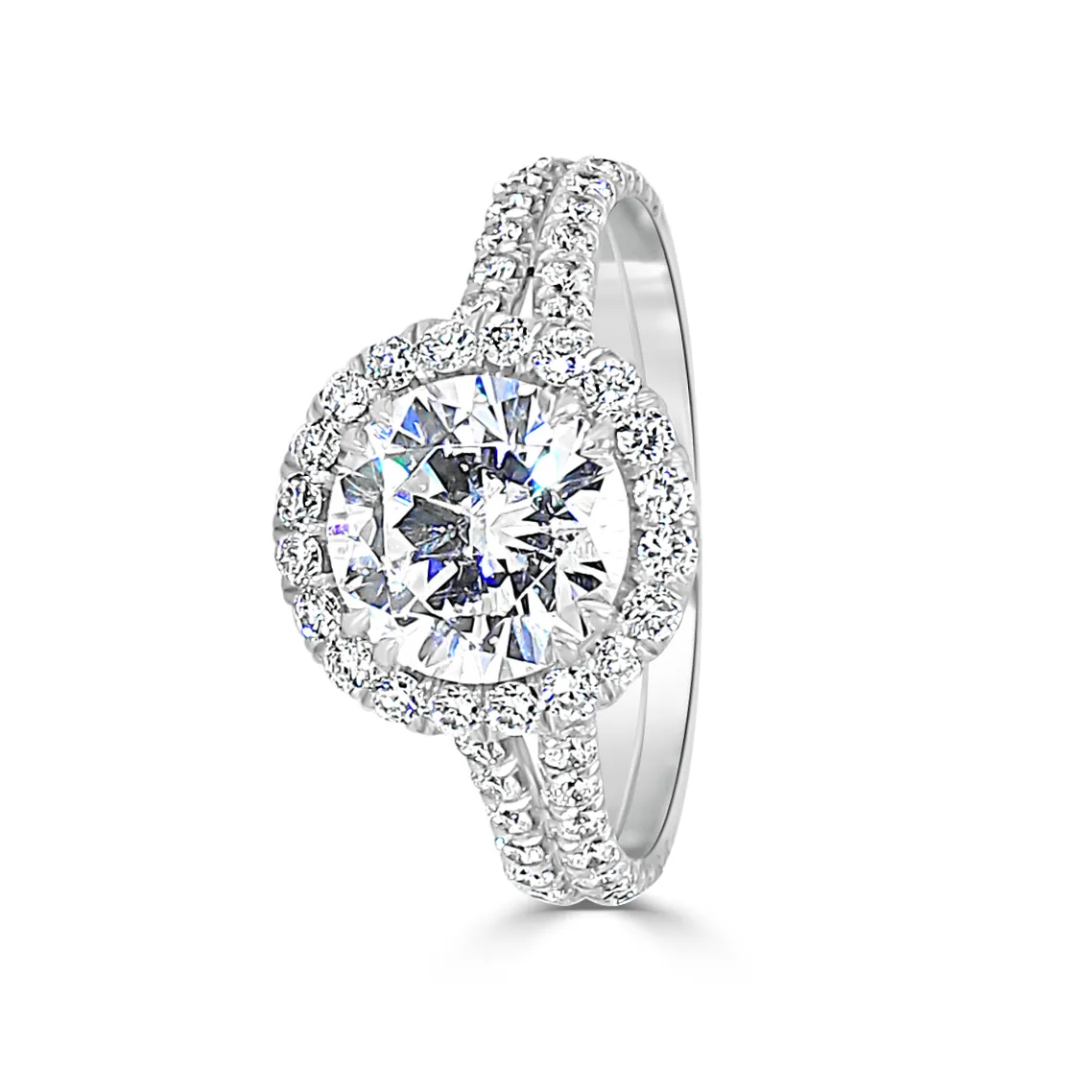 White Gold Double Halo Cushion Cut Engagement Ring jewelry store near me