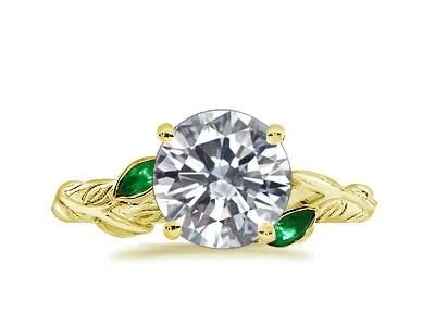 Yellow Gold Lovely Fern Vine Diamond Engagement Ring
