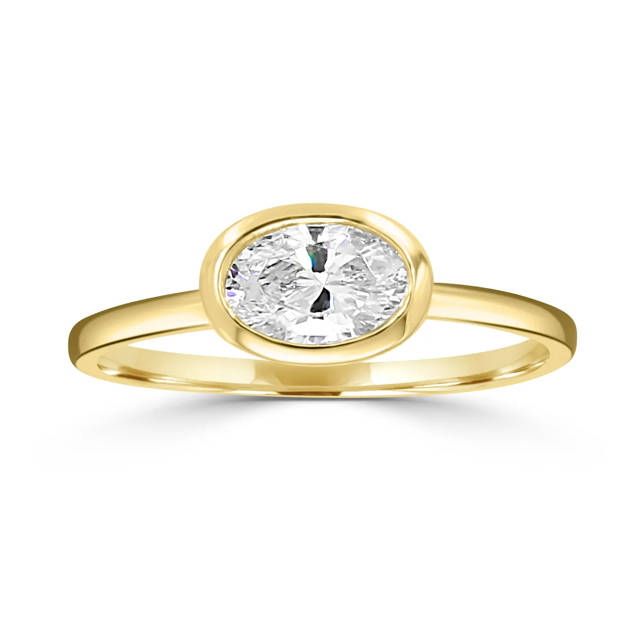Yellow Gold East West Bezel Set Engagement Ring