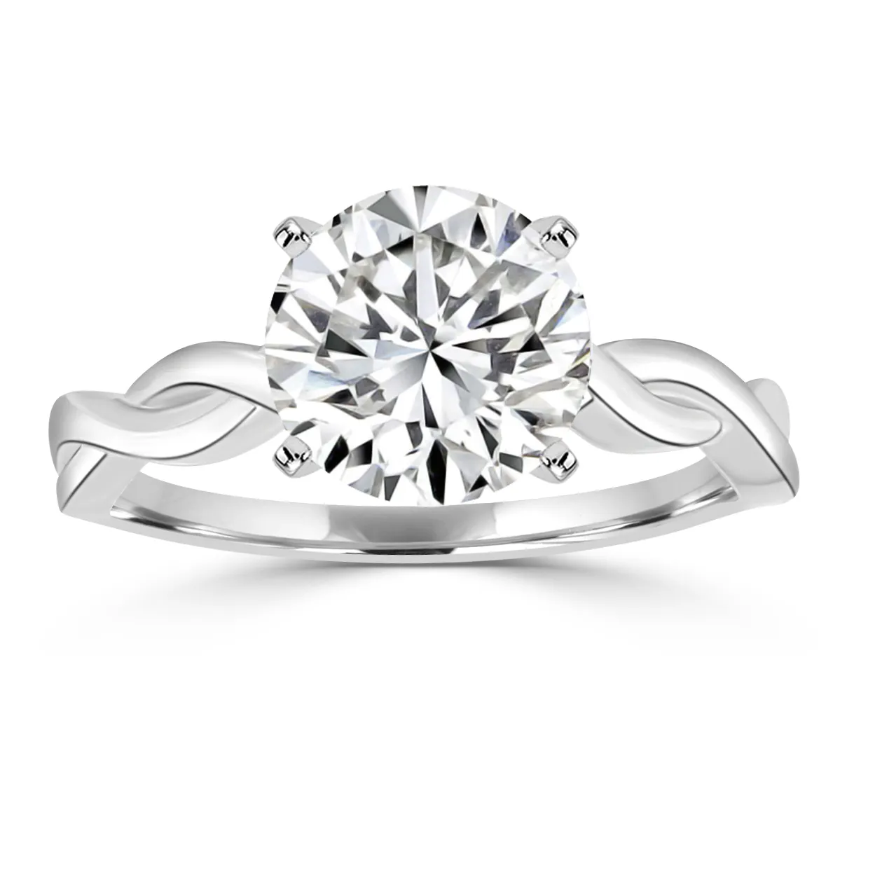 White GoldLovely Twisted Solitaire Engagement Ring