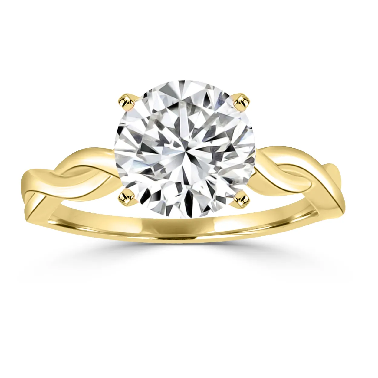 Yellow Gold Lovely Twisted Solitaire Engagement Ring 