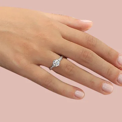 White GoldHalo and Split Shank Diamond Engagement Ring best jewelry shop near me