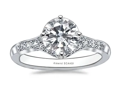 White GoldHalo and Split Shank Diamond Engagement Ring