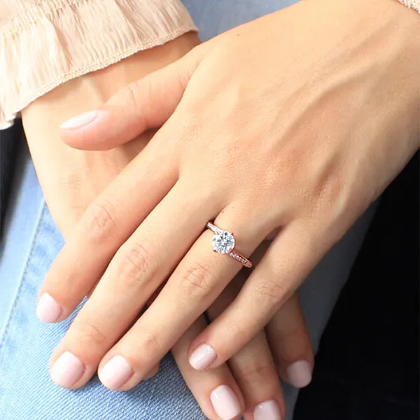 Rose Gold Compass Set Engagement Ring jewelry Wabash avenue