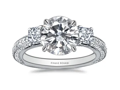 White GoldDistinctive Three Stone Timeless Engagement Ring