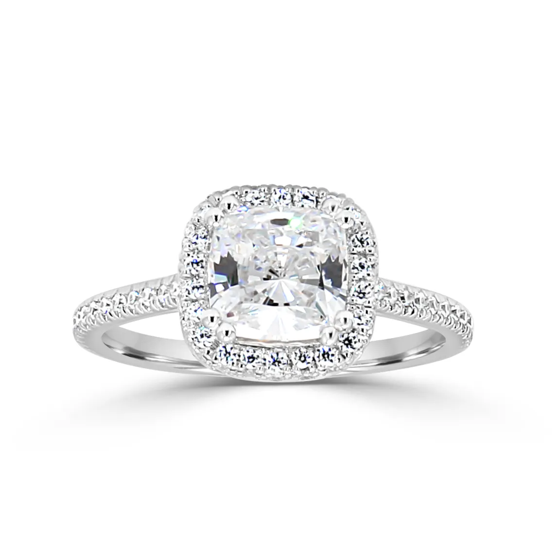 White GoldElegant French Pave Set Diamond Ring