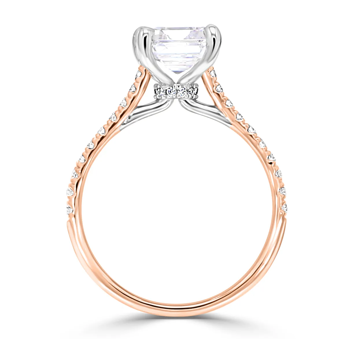 Rose Gold Beautiful and Unique Two Tone Hidden Halo Engagement Ring jewelry store near me