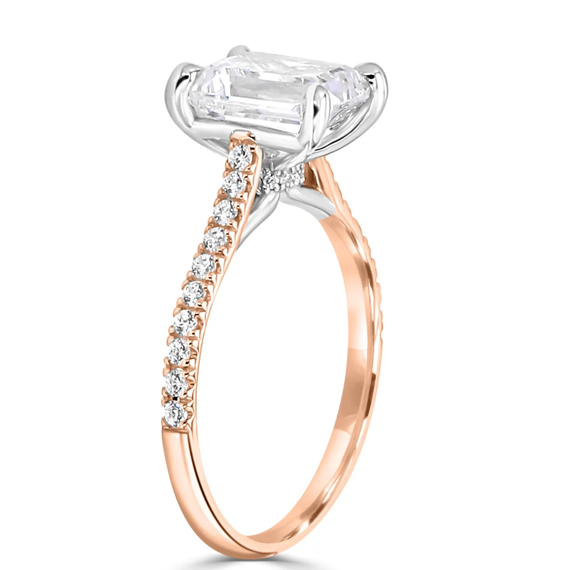 Rose Gold Beautiful and Unique Two Tone Hidden Halo Engagement Ring jewelry Wabash avenue
