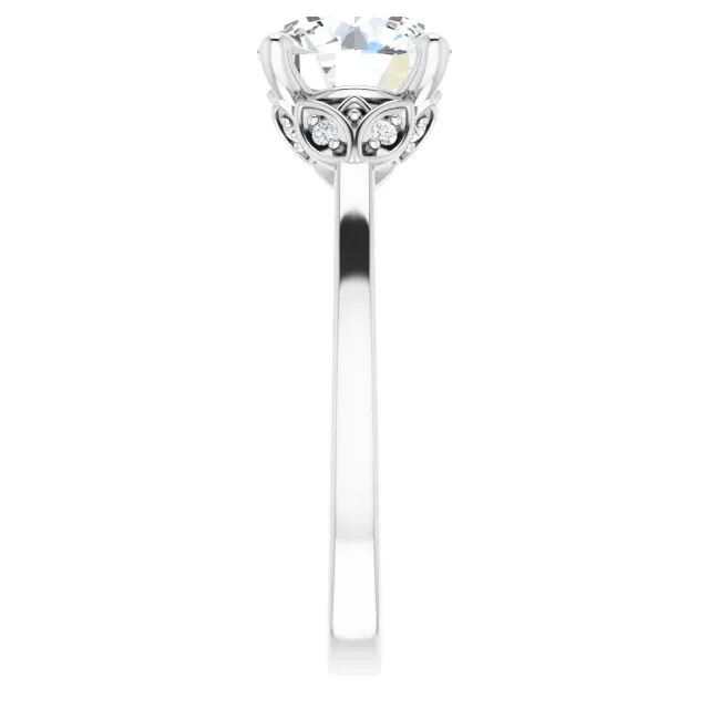 White Gold Flower Shaped Engagement Ring jewelry Wabash avenue