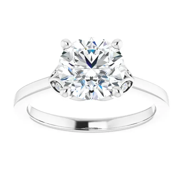 White Gold Flower Shaped Engagement Ring