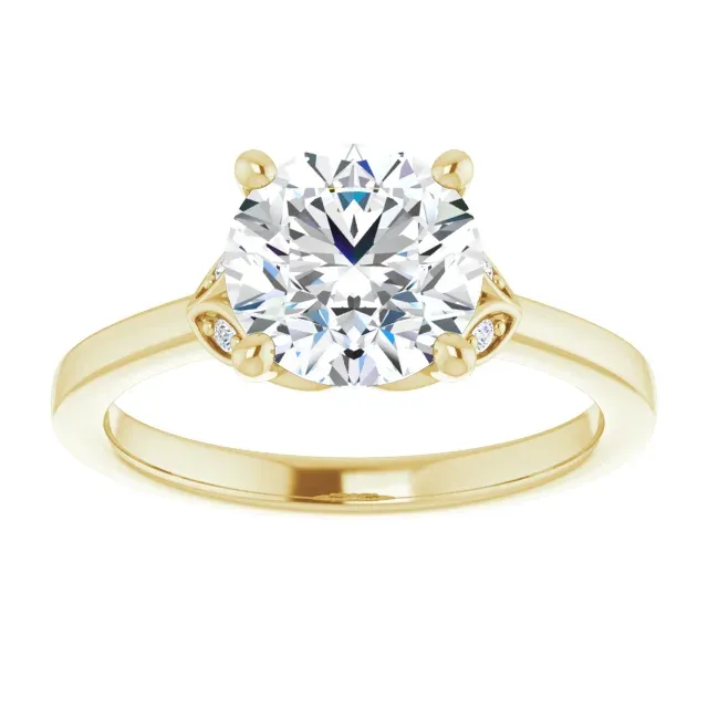 Yellow Gold Flower Shaped Engagement Ring