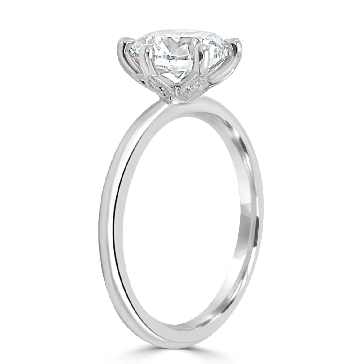 White Gold Floral Accent Solitaire Ring jewelry Wabash avenue