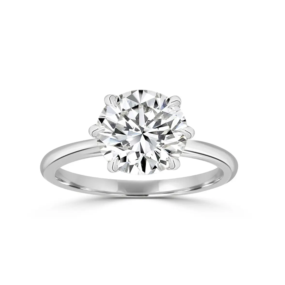 White Gold Floral Accent Solitaire Ring