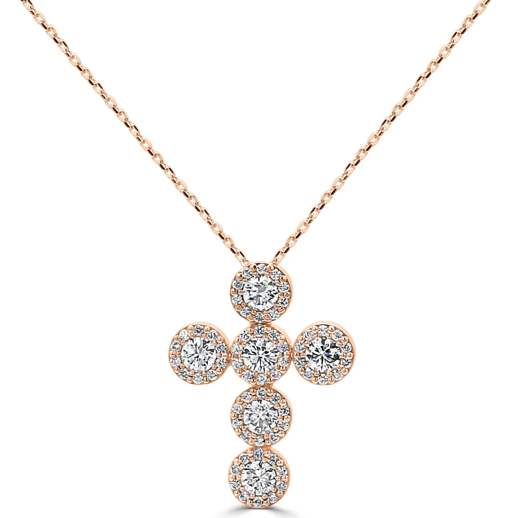 Rose Gold Celebrity Inspired Diamond Cross Pendant Neckalce