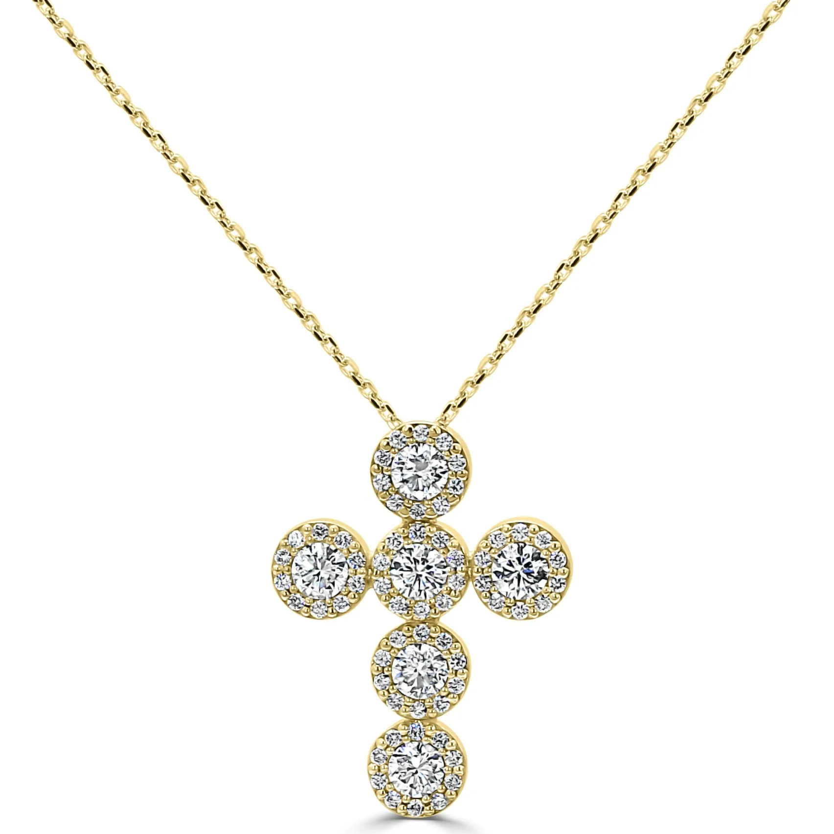 Yellow Gold Celebrity Inspired Diamond Cross Pendant Neckalce