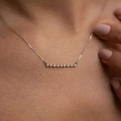 White Gold Milgrain Bezel Diamond Bar Necklace for Her jewelry store near me
