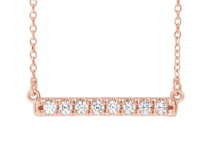 Rose Gold Diamond Bar Necklace as Graduation Day Gift