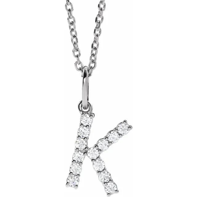 White Gold Letter Pendant Necklace for the Ladies jewelry windy city