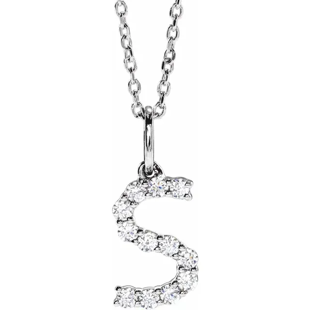 White Gold Letter Pendant Necklace for the Ladies from best jeweler