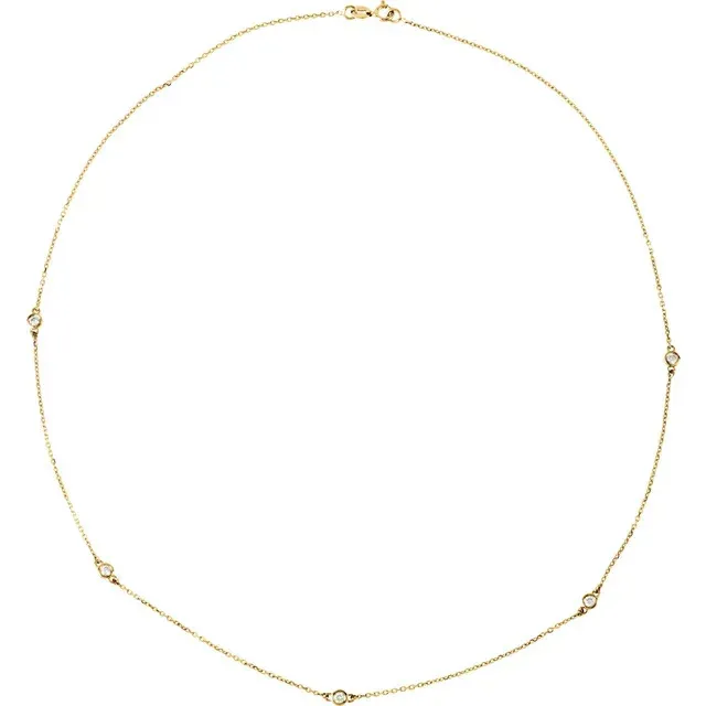 Yellow Gold Luxurious Station Necklace as Gift