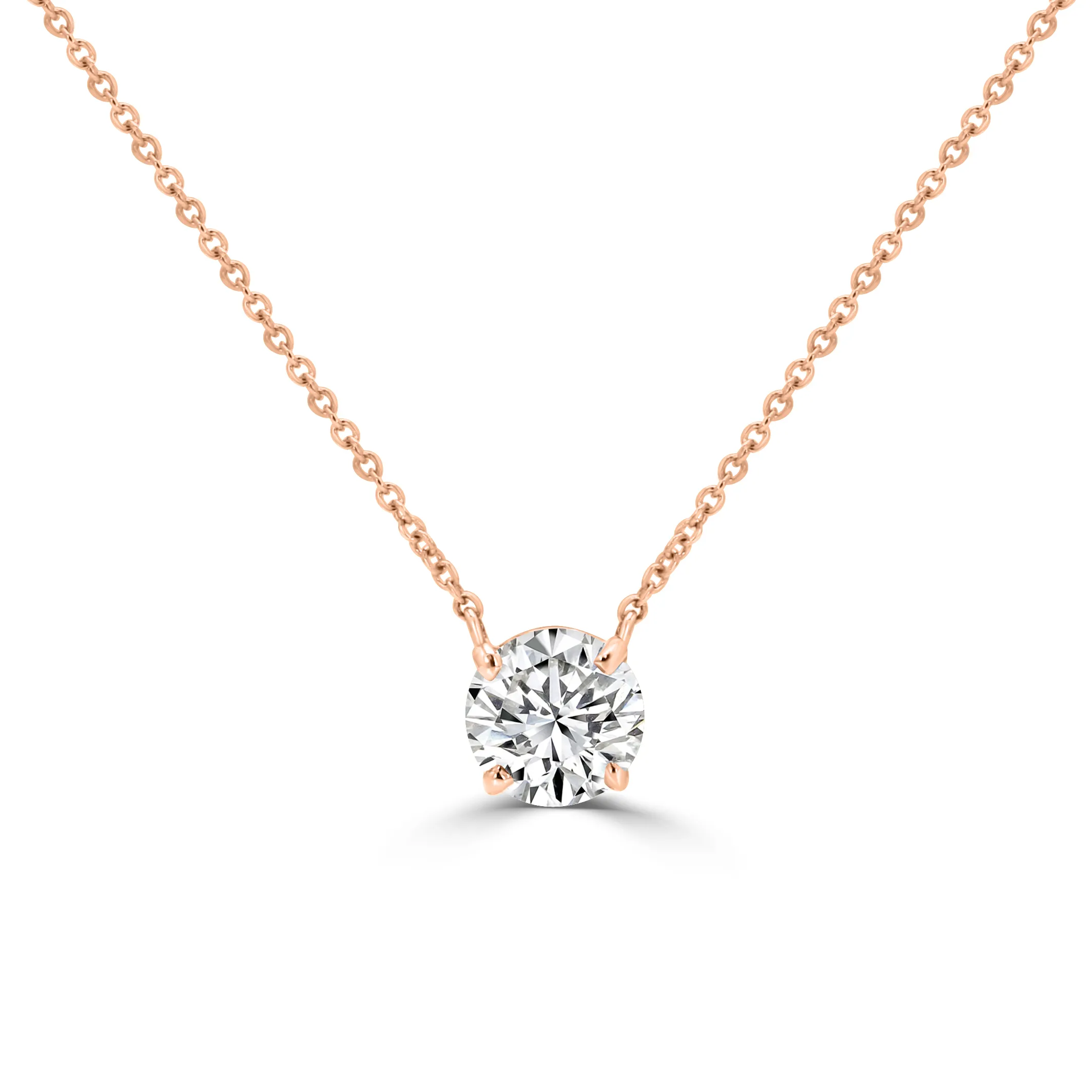 Rose Gold Round Solitaire Pendant Necklace