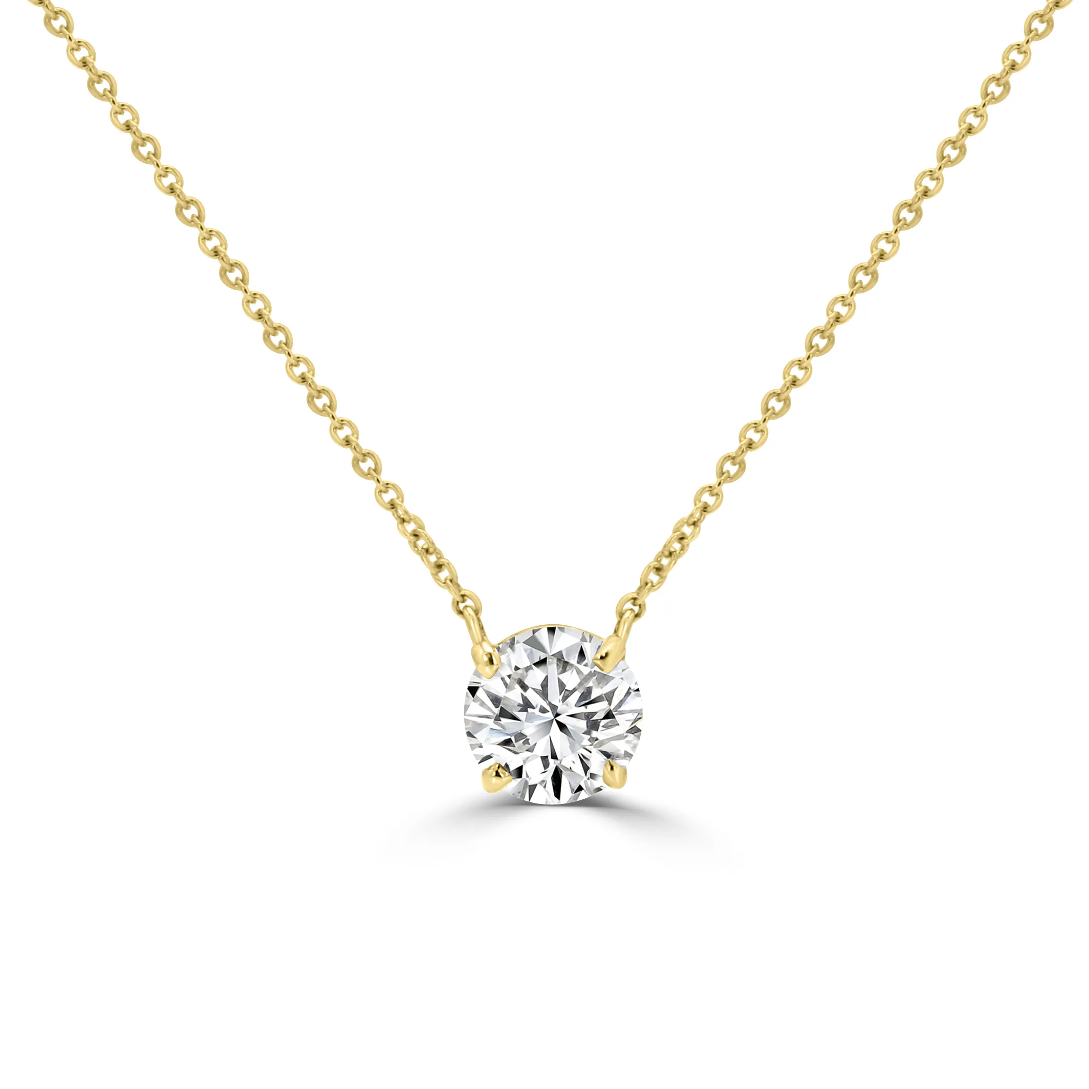 Yellow Gold Round Solitaire Pendant Necklace