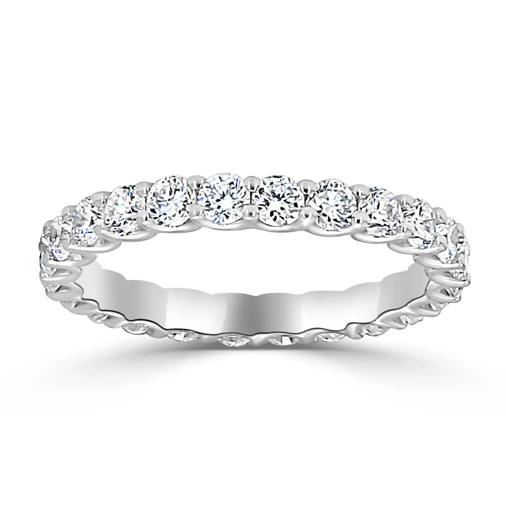 White Gold 1 Carat Round U Prong Eternity Wedding Band
