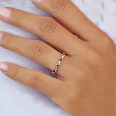 White Gold Ruby and Diamond Eternity Wedding Ring In Atherton California jewelry store near me
