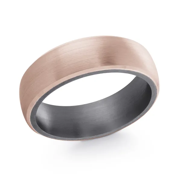 Rose Gold Brushed Tantalum White Gold Wedding Ring For Him