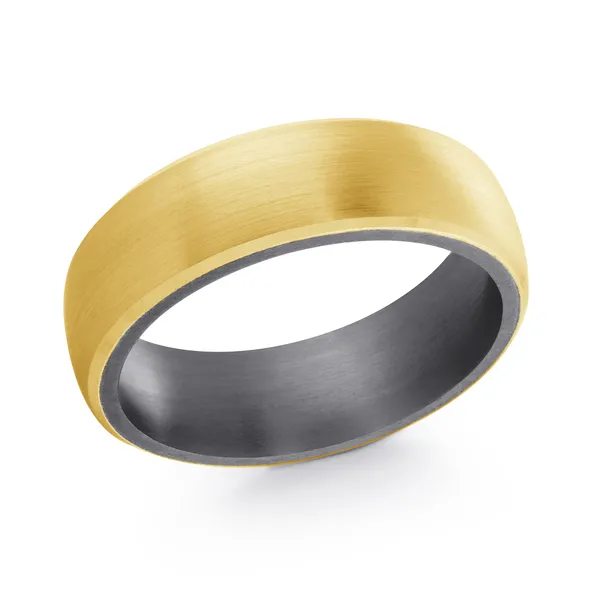 Yellow Gold Brushed Tantalum White Gold Wedding Ring For Him
