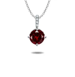 Valentine's Day - Ruby and Diamond Pendant Necklace in 14k white gold