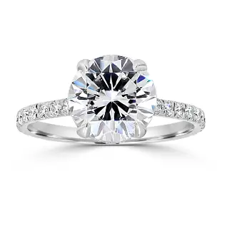 Sweet Engagement Ring with French Pave Set Diamonds