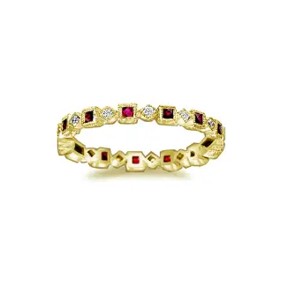 Eye-Catching Eternity Band in Ruby and Round Cut Diamonds in 14k yellow gold