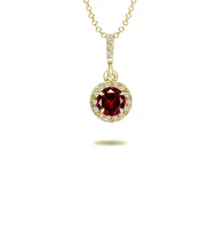 Ruby Gemstone and Diamond Halo Pendant Necklace