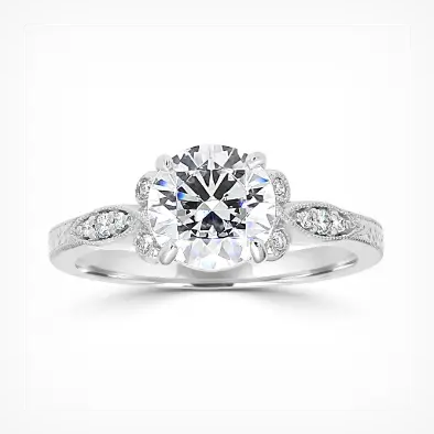 antique style diamond and engagement ring