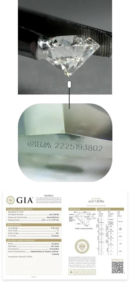 laser inscribed diamonds with certificate number