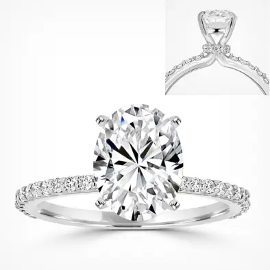 unique pave set hidden halo diamond collar engagement ring